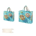 thumbnail image 3 of Corduroy Composite Fabric Tote Bag Magnetic Snap Large Capacity Crossbody Bag Beige Shoulder Strap Dog and Bear, 3 of 8