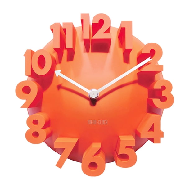 Reloj de pared digital creativo, decorativo para el hogar, silencioso, para sala de estar (naranja sin batería).
