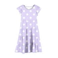 thumbnail image 4 of YABCSAZ Girl's Dresses Short Sleeve Princess Dresses Beach Sundress Casual Loose Fit Maxi Sundress Kids Summer Clothes Graphic Printed Cute Dress Toddler Baby Girls Summer Dress Size 12 Years, 4 of 7