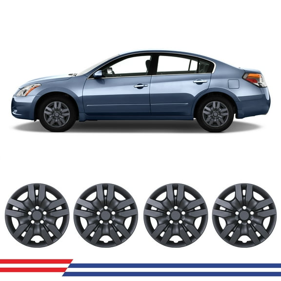 4Pcs/Set 16" Hubcaps Wheel Rims Cover For 2007-2012 Nissan Altima/2008-2009 Nissan Altima Coupe Compatible With Steel Wheels Bolt On Installation(16-Inch,BLACK MATTE)