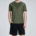 thumbnail image 2 of Dianli Men’s Ice Feel Summer Sports Set, Short Sleeve Breathable Quick-Dry Two-Piece Running Workout Outfit, Casual Comfortable Activewear for Fitness, Training, or Gym Pink M, 2 of 10