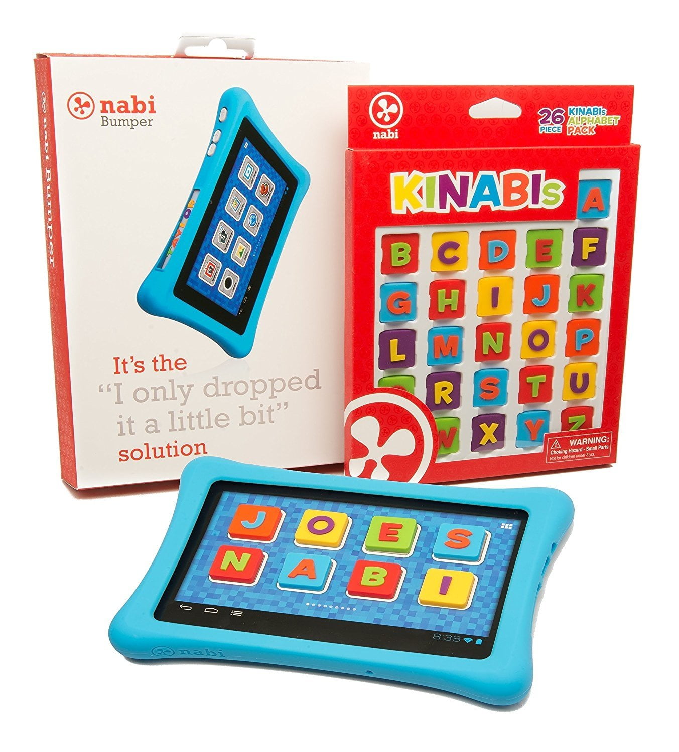 Nabi 2 Tablet Bumper Case with 26 Piece Kinabis Letter Pack Bundle