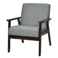 thumbnail image 1 of Gymax Wooden Upholstered Accent Chair Fabric Armchair Home Office Dark Gray, 1 of 9