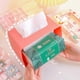 thumbnail image 3 of Lindo soporte para caja de pañuelos multifunción cuadrado para el hogar, decoración de escritorio kawaii, caja de pañuelos para TV, soporte para teléfono rosa, organizador de almacenamiento, verde, 3 of 5