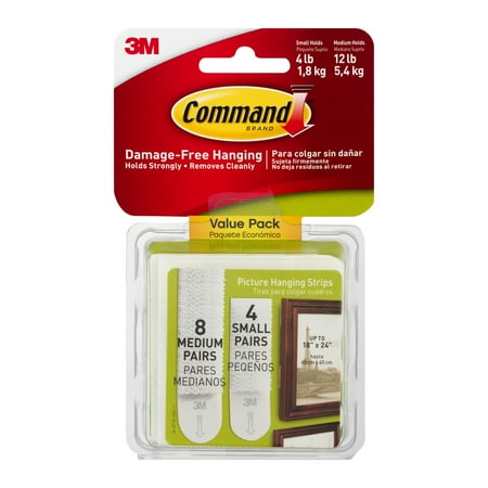 Command Damage-Free Hanging Small/Medium Picture Hanging Strips - 12 CT