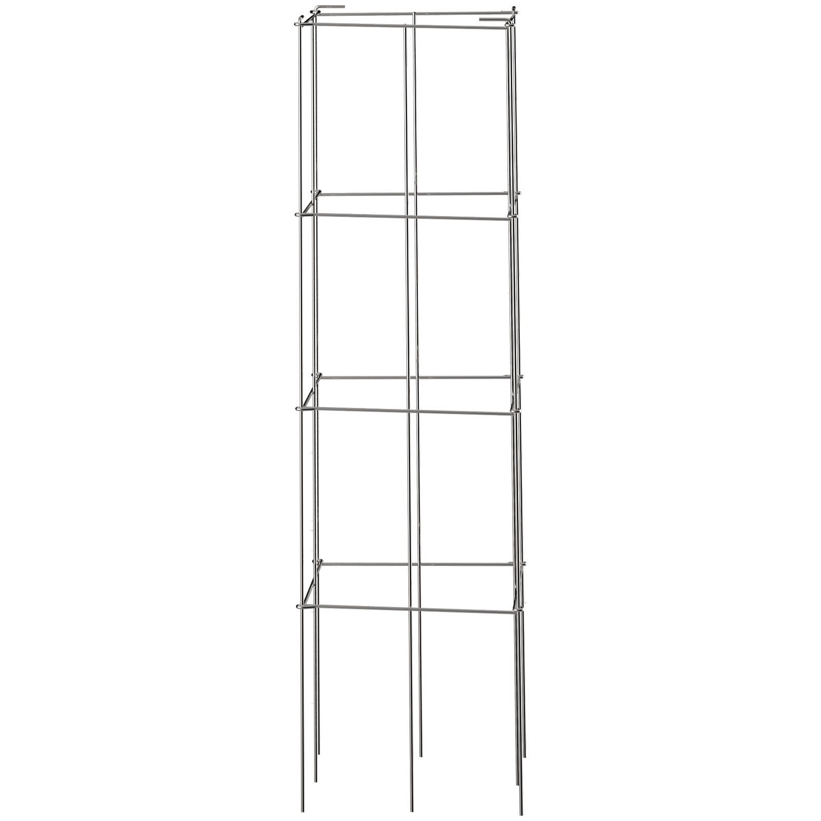 Olurrisa Tomato Cages, 11.8" x 11.8" x 46.1", 5 Packs Square Plant Support Cages, Silver PVC-Coated Steel Tomato Towers for Climbing Vegetables, Plants, Flowers, Fruits