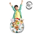 thumbnail image 3 of Cartoon Storage Toy Bag Chair, Funny Fox in the Forest Trees Flowers Hugging Stars Clouds Happiness, Stuffed Animal Organizer Washable Bag, Small Size, Teal Apricot and White, by Ambesonne, 3 of 3