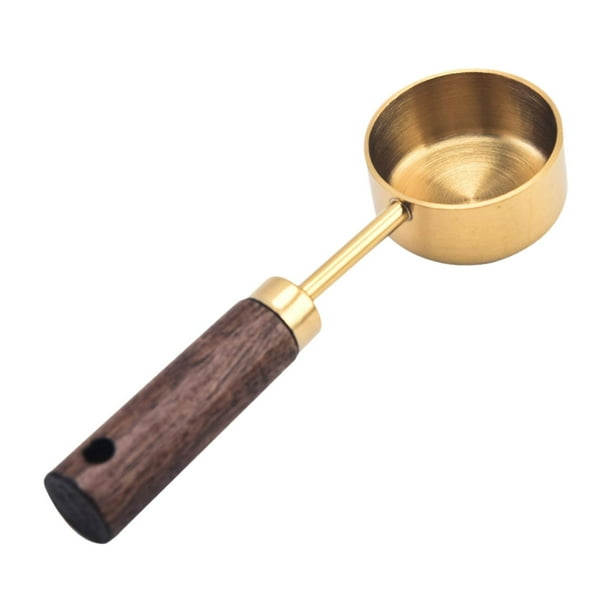Cuchara medidora de café, herramienta compacta para hornear, mango de madera para café molido Oro