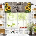 thumbnail image 3 of Farmhouse Sunflower Valances for Windows Thankful Grateful Blessed Wood Grain Rod Pocket Curtain Valance Window Treatment Short Curtains for Kitchen Living Room, 42"x12", 3 of 5