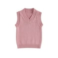 thumbnail image 2 of Kids Sweater Vest, 12 18 24M 3 4 5T Sleeveless V-neck Solid Knit Vest Fall Winter Clothes for Girls Boys, 2 of 10