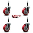 thumbnail image 2 of 4 Inch Red Poly Wheel Swivel 7/8 Inch Expanding Stem Caster Set SCC, 2 of 2