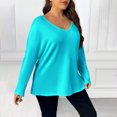 thumbnail image 5 of hotojiny Womens Plus Size Tops Casual Long Sleeve V Neck Comfy T Shirts Lounge Baggy Lightweight Soft Blouse, 5 of 7