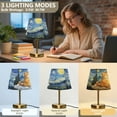 thumbnail image 4 of Wobogo Starry Sky Plump Cat Table Lamps Three-channel Adjustable Lighted Antique Brass Metal Base Simple Modern Style for Bedroom Nightstands Living Room and Office, 4 of 8