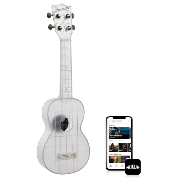 Ukelele Kala Waterman Sea Glass Soprano de 4 cuerdas con funda