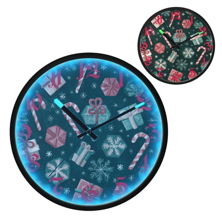 Christmas Gift Elements Luminous Wall Clock with Sound-Activated LED 12-Inch Silent Acrylic Timepiece for Bedroom Livingroom or Office
