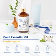 HIQILI Pure Basil Essential Oil for Cleaning Diffuser Candles Making Massage Body Hair Care 100mL