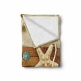 thumbnail image 2 of Beach Soft Flannel Fleece Throw Blanket, Rustic Board Seashells on Sand Colorful Composition with Summer Season Elements, Cozy Plush for Indoor and Outdoor Use, 50" x 60", Multicolor, by Ambesonne, 2 of 6