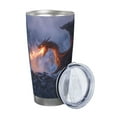 thumbnail image 2 of KLL Winter Fire Dragon Print 40oz Stainless Steel Insulated Car Cup with Spillproof Lid - Keep Your Drink Hot or Cold on the Go-Straw Three-piece Set, 2 of 8