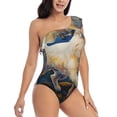 thumbnail image 3 of Salouo Vintage Starry Sky Labrador Pattern One Shoulder Ruffled One Piece Swimsuit for Women V Neck Swimwear Tummy Control Bathing Suit-XX-Large, 3 of 6