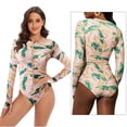 thumbnail image 2 of FIEWESEY One Piece Monokini Beachwear Womens Long Sleeve Swimsuits Rashguard Surfing Bathing Suit Swimwear Zip Front Summer ( Pattern D,XXL ), 2 of 6
