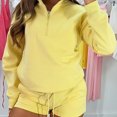 thumbnail image 5 of Womens 2 Piece Sweatsuit Outfits Half Zip Hoodie Sweat with Shorts Pockets Lounge Winter Tracksuit Wear Matching Set, 5 of 5