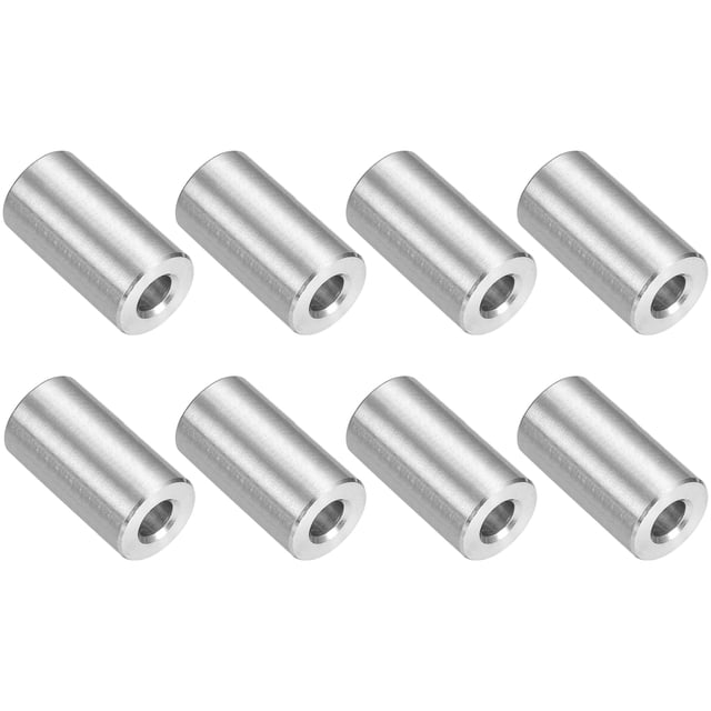 8 Pcs Entretoises en Acier Inoxydable 304 9/16 Pouces OD x 1/4 Pouces ID x 1 Pouces Longueur (14x6x25mm) Vis Support de Bague Finition Simple Non Filetée Entretoises Rondes en Métal pour Vis M3 Boulons et Tringles, Argent
