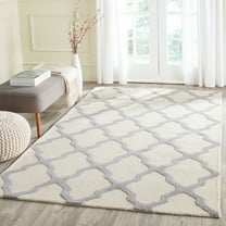 SAFAVIEH Cambridge Liam Geometric Wool Area Rug, Ivory/Silver, 9' x 12'