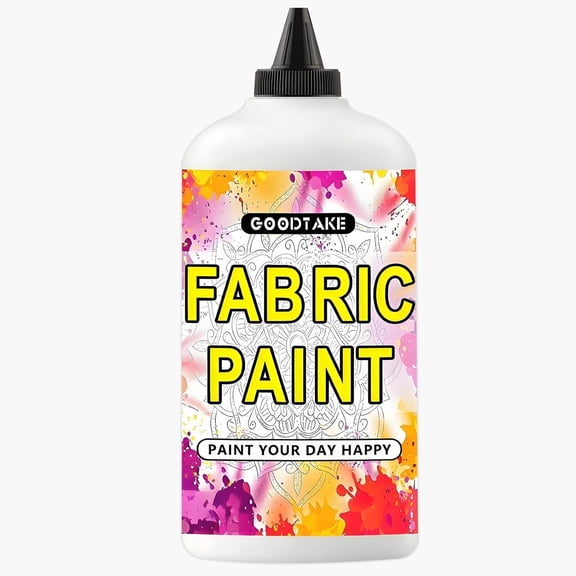 GOODTAKE White Fabric Paint, 10.5 Fl.Oz (300ml Bottle) Canvas Paint For Clothes, Leather, Paper And Wood, Furniture Upholstery, Shoes or Tote Bags Art Paint's - Lightfast & Vibrant Textile Paints (Wh