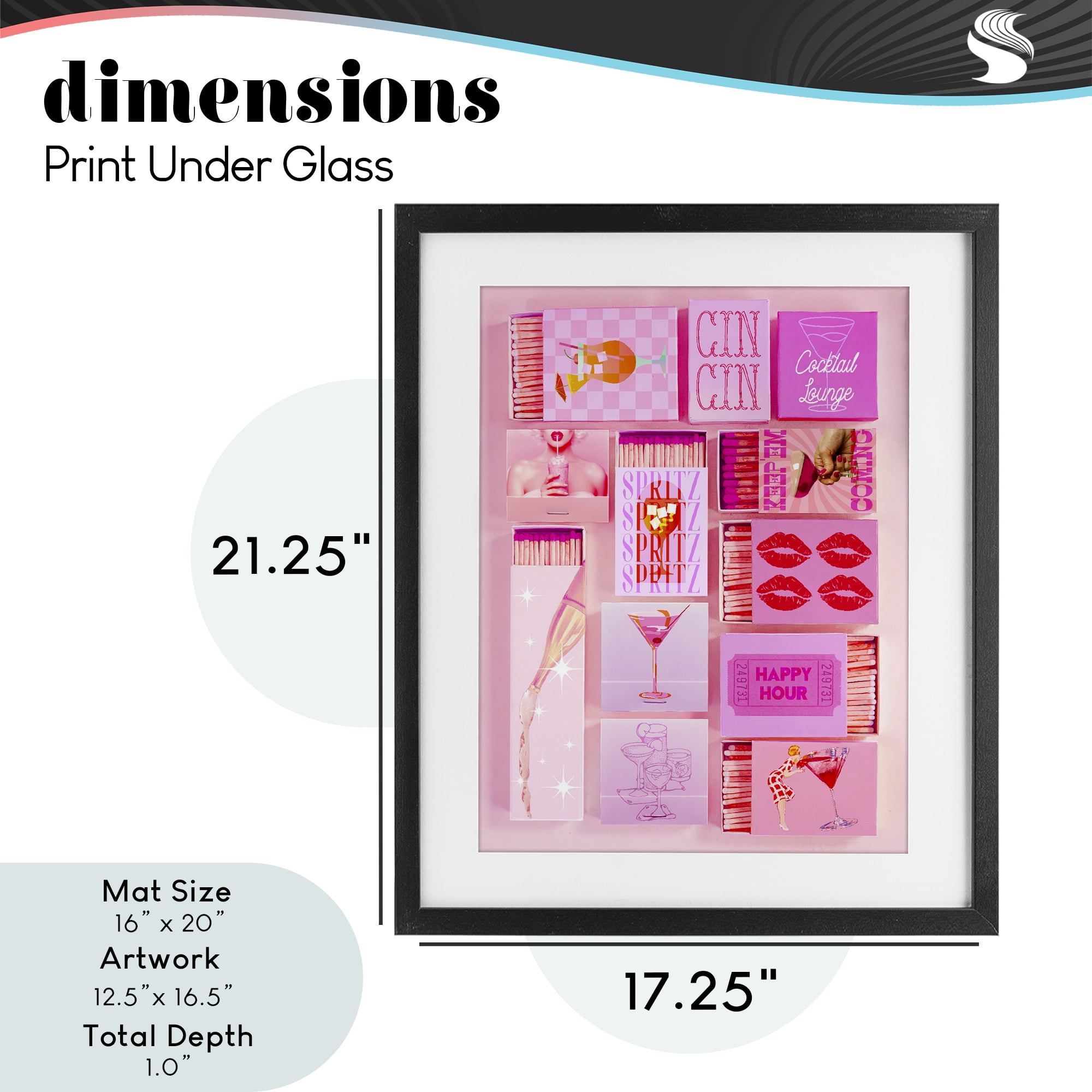 Feminine Glam Matches Black Framed Print Under Glass, design by Lil' Rue