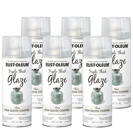 6 Pack, Clear, Rust-Oleum Specialty Gloss Triple Thick Glaze Spray-264985, 12 oz