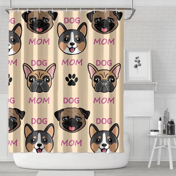 Dog Mom Shower Curtain 84"x72" ,Bathroom Decorative Shower Curtains Set with 12 Hooks,Modern Waterproof Washable Shower Curtain