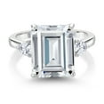 thumbnail image 2 of Gem Stone King 925 Sterling Silver 3-Stone Ring Set with Emerald Cut Moissanite (7.70 Cttw) (Size 5), 2 of 3