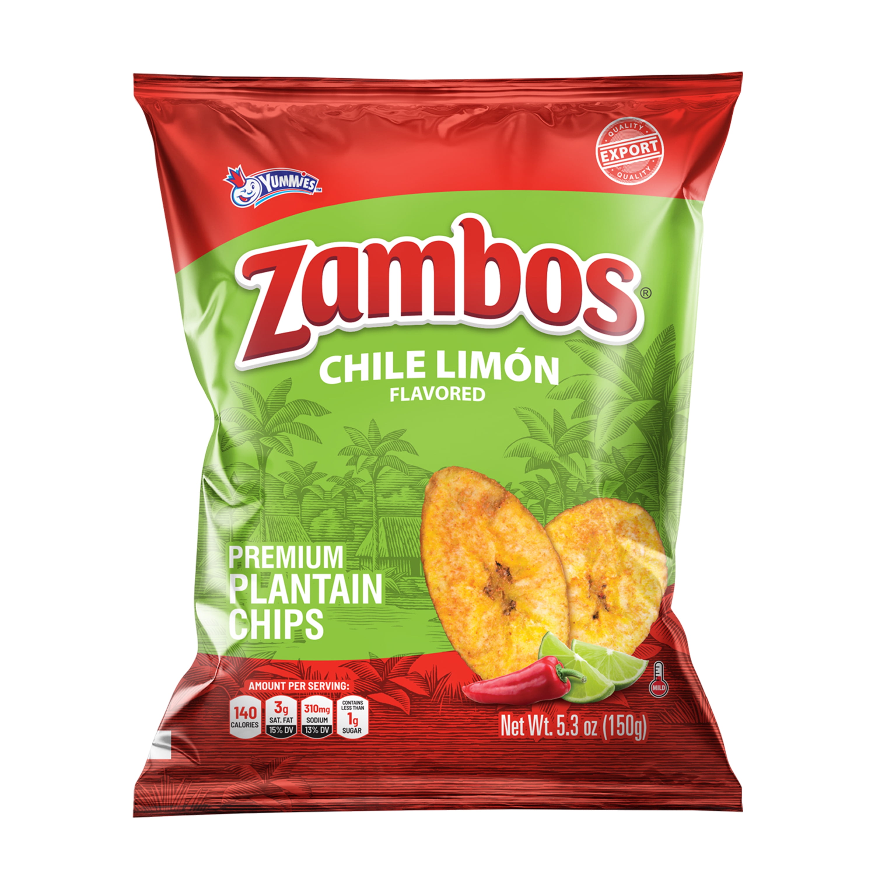 Zambos Premium Chile Limón Plantain Chips, 5.30 oz Bag