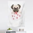 thumbnail image 1 of Pug Tapestry, Live Love Bark Words with a Puppy in a Tea Cup Happiness Funny Image, Fabric Wall Hanging Decor for Bedroom Living Room Dorm, 5 Sizes, Pink Black Pale Pink, by Ambesonne, 1 of 1