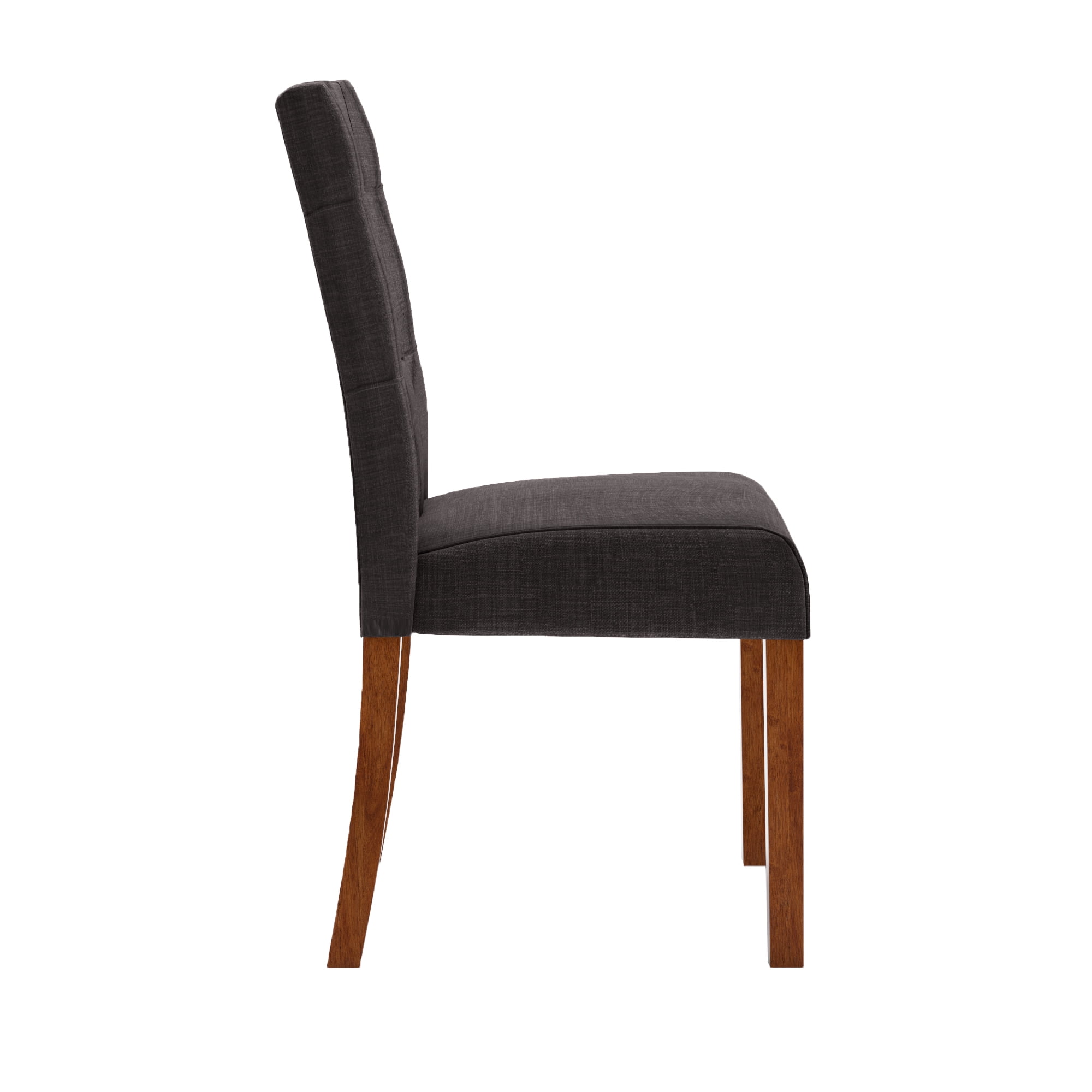 Chelsea Lane Upholstered Cherry Finish Dining Side Chair, Set of 2, Dark Gray