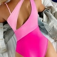 thumbnail image 2 of Swimsuit Bathing Suit V Neck High Support Sculpting Swimwear Pink Plus Size Swimsuit For Women, 2 of 6