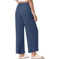 thumbnail image 3 of Annhoo Womens Plus Size Pants Cotton Linen Elastic Waisted Wide Leg Casual Vacation Summer Trousers with Pockets, 3 of 7