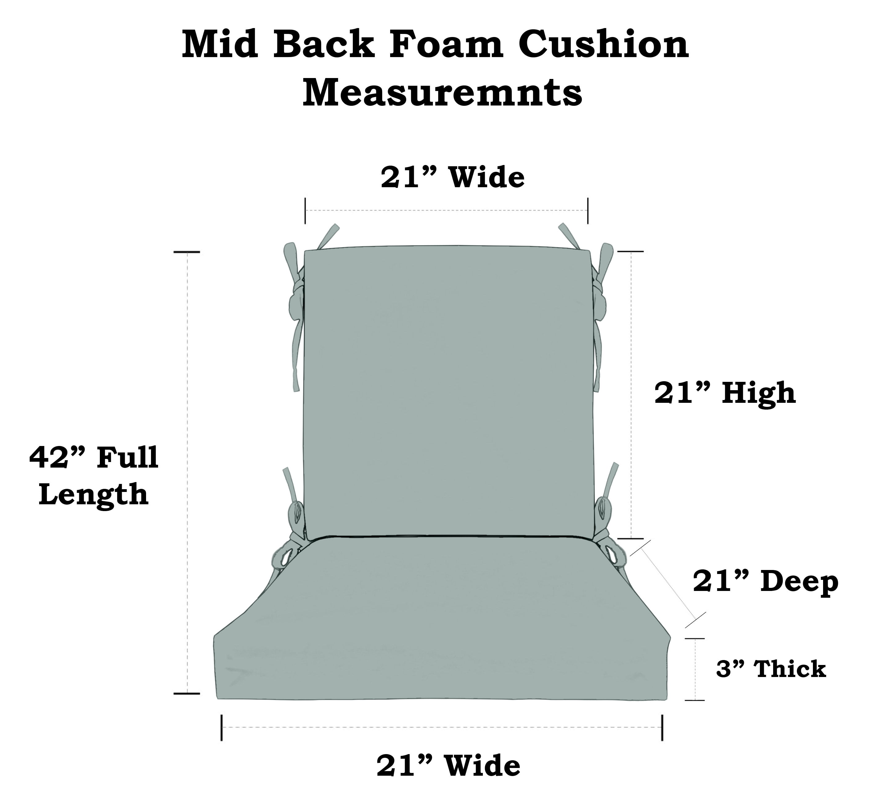 RSH Décor Indoor Outdoor Foam Mid Back Chair Cushion, Hunter Green White Stripe