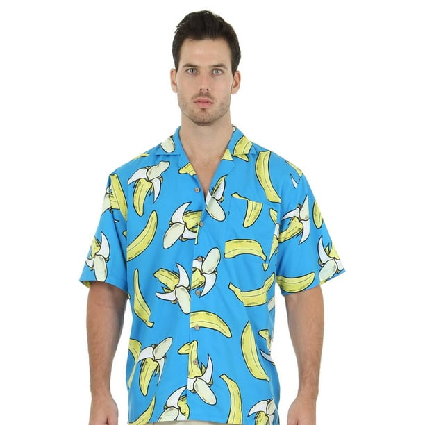 UZZI - Men's Hawaiian Shirt Casual Button Down Short Sleeve Shirt Beach Aloha Party Beachwear 