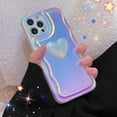 thumbnail image 1 of Funda de teléfono a prueba de golpes con purpurina láser y corazón de amor para iPhone 14 Pro Max 11 12 13 Pro Max XR XS Max X Fashion wave Edge Cover Fivean unisex, 1 of 2