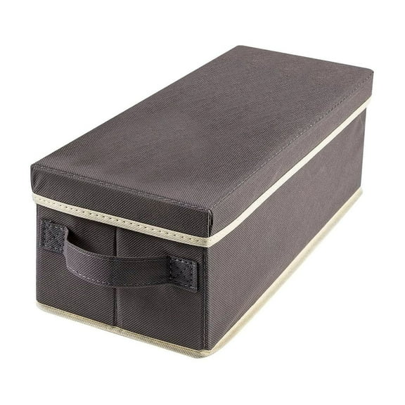Mbxm Non-Woven Storage Box Gray,Foldable Storage with Lids Small Basket with Handles Fabric Storage For Wardrobes Shelves Bedroom Organisation