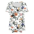 thumbnail image 5 of Feancey Womens Plus Size Tops Tunic Short Sleeve Square Neck Shirts Front Pleated Casual Floral Blouses for Work Multicolor XL, 5 of 5