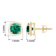 thumbnail image 6 of Created Emerald Halo Stud Earrings with Moissanite, Silver Screw Back Earrings, 14K Yellow Gold, 6 of 7