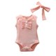 thumbnail image 1 of Gibobby Mameluco para niña Mono de verano para niñas pequeñas, sin mangas, de Color sólido, ropa para gatear, diseño de botones, banda para el pelo, uso diario(Rosa, 12-18 Meses), 1 of 5