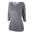 thumbnail image 1 of Matchstick Women's 3/4 Sleeve Basic Drape Top with Side Shirring, 1 of 4