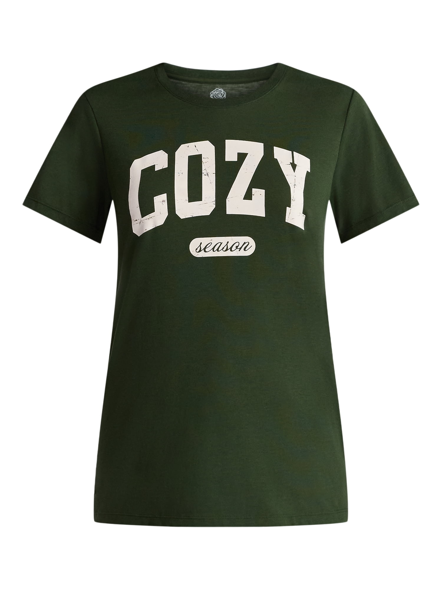 Positivitees Women's Cozy Season Graphic Seasonal Fall Tee, Sizes S-XXXL