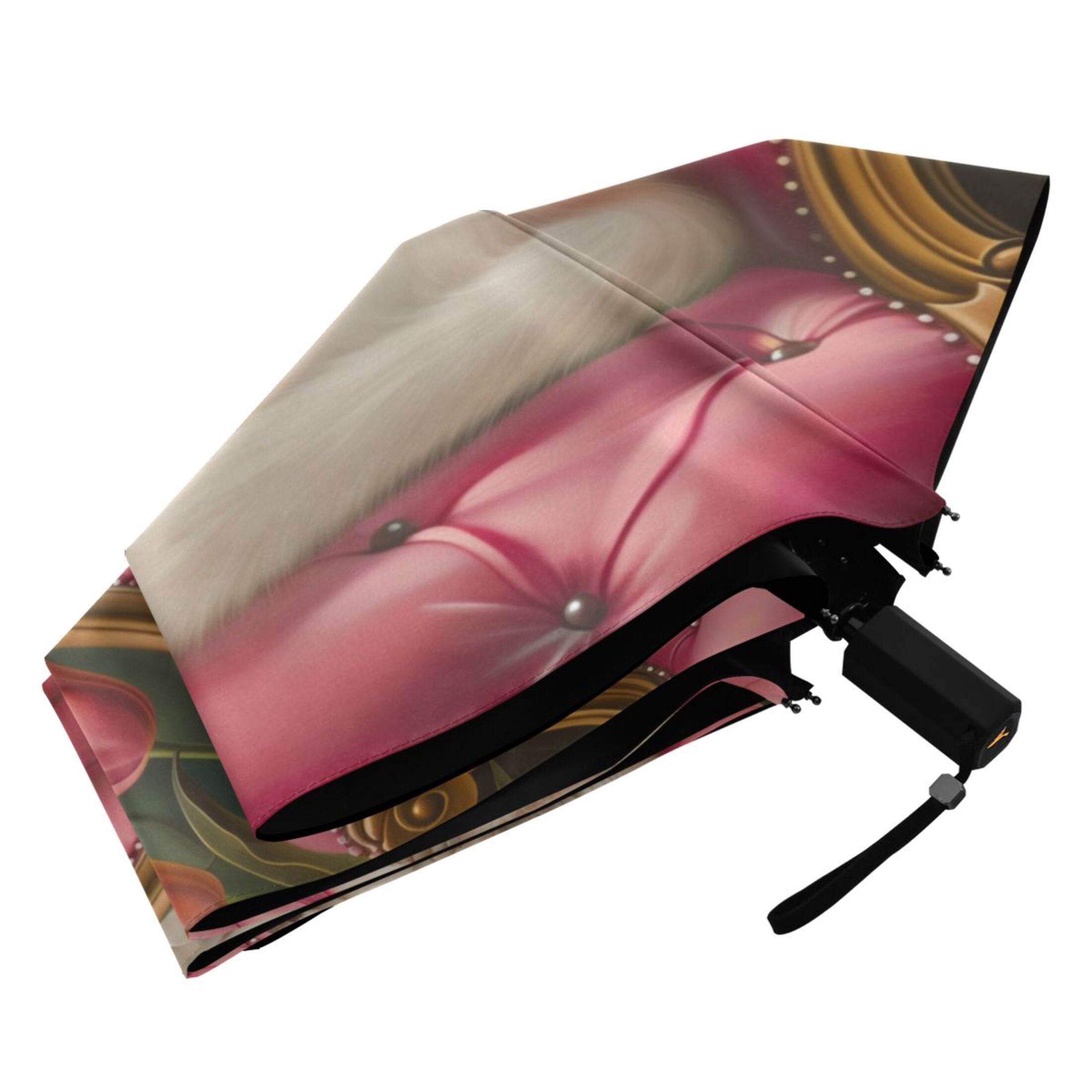 Compact Sun Umbrella Windproof Travel Umbrellas for Rain Strong Portable UV Protection Elegant Cat and Tulip Flower