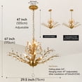 thumbnail image 4 of Gold Crystal Chandelier, Farmhouse 7-Light Large Branch Pendant Light, 2-Tier Vintage Flower Ceiling Hanging Chandelier for Dining Room, Living Room, Kitchen, Hallway, 4 of 10