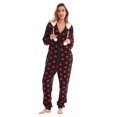 thumbnail image 2 of Just Love Christmas Print Pom Pom Adult Bodysuit (Hearts - Red Black, Medium), 2 of 4