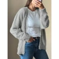thumbnail image 6 of Fuzzy Cardigan Sweaters for Women V Neck Button Down Soft Knit Sweater Long Sleeve Cardigan Sweater Coat Light Gray M, 6 of 8